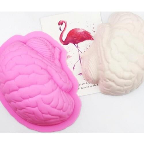 Scary Halloween Cake Mold Spooky Brain Shape Chocolate Mold Halloween Cake Mold Silicone Non-sticky Fondant Mold Baking Tools