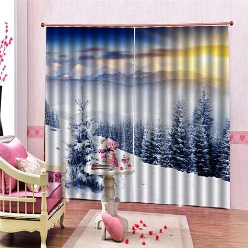 Lychee Snow Mountain Printed Blackout Curtain For Window Treatment Shade Curtains for Living Room Bedroom Window Curtain Drape