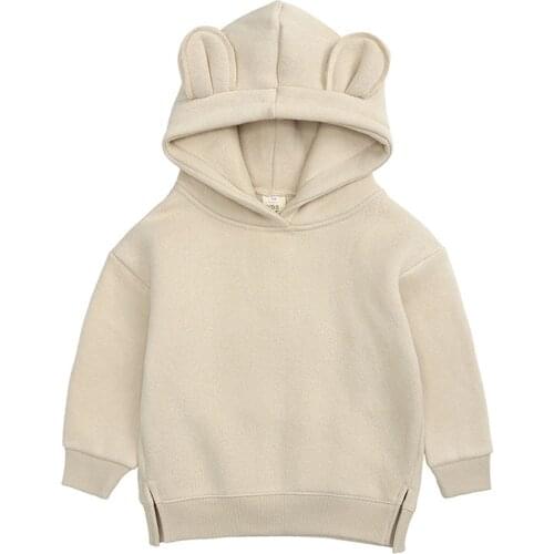 Sweatshirts Toddler Baby Kids Boy Girl Hooded Cartoon 3D Ear Hoodie Sweatshirt Tops Clothes Childrens Long-sleeved Hoodies