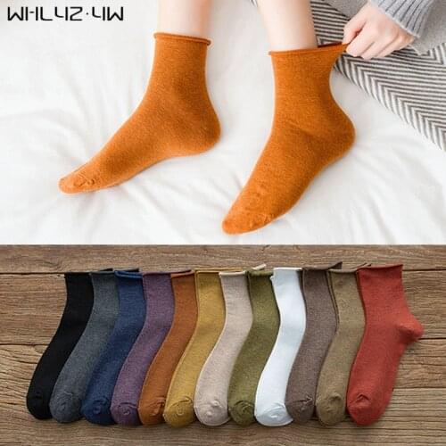Street Fashion Woman Girl Short Socks Cotton Solid Crimping Loose Young, Casual Harajuku Happy Socks Good Quality Hot Sell