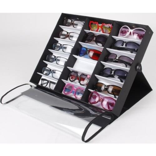 Expedited Shipping 4 Double Lid Cover Glasses Sunglass Display Stand Holder Tray Box 18 Gird