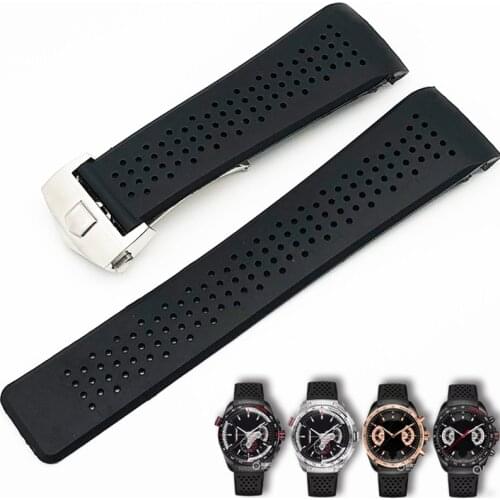 Hight Quality Watchbands For TAG HEUER GRAND CARRERA Watch Accessories Men Silicone Watch Bracelet Watch Band Rubber Watch Strap