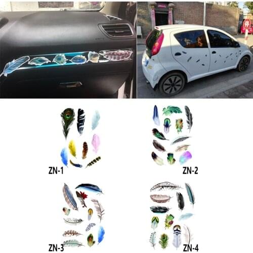 Funny 3D Cartoon Colorful Feather Car Stickers Decal Vinyl Cover Body Scratched Car Styling Motorcycle Accessories