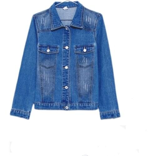 Womens Denim Jacket 2021 New korean style solid casual blue jackets autumn plus size loose jeans coats female