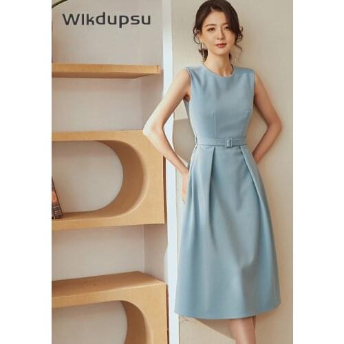 Office Dresses For Ladies Summer Sleeveless Elegant Classic Business Formal Work Dresses Women Professional Workwear Plus Size
