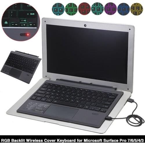 For Microsoft Surface Pro 7/6/5/4/3 1pc Colorful Backlight Wireless Keyboard Portable Magnet Removable Tablet Keypad Pohiks