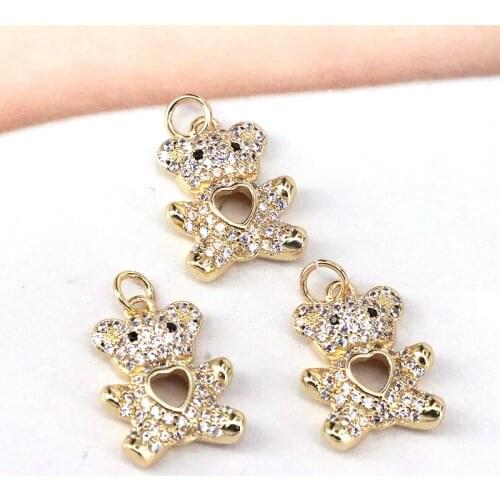 10Pcs,Fashion Pave CZ Zircon Animal Cute Charms Pendant Women Fashion Jewelry Making Necklace Accessories
