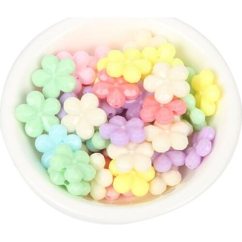 100Pcs Mixed Plum Flower Acrylic Beads 14x14mm For Jewellery Marking Loose Spacer Beads Bracelet Necklace Charm Jewelry Finding