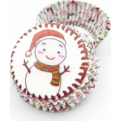 100Pcs/Lot Christmas snowman cupcake baking cups cupcake liners paper cake tray mold cake decorating tools
