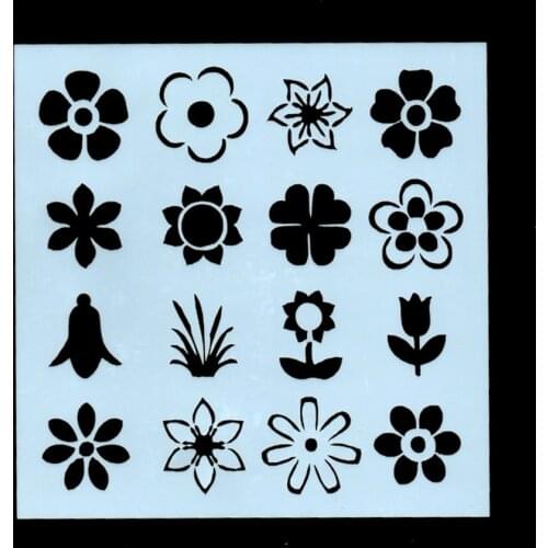 13*13 Flowers Layering Painting template Stencils graffiti hand board hollowed out photo album graphic spray painting tool