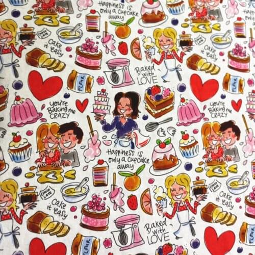 145CM Cartoon Girl Love Baking 100% Cotton Fabric for Girl Hometextile Cushion Cover Backpack Curtain DIY Needlework Material