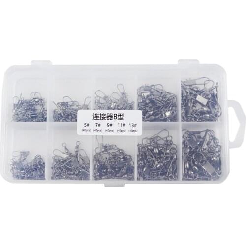 200pcs/box Type B Connector Fishing Gear Fishing Swivels Solid Rings Supplies Metal Connector Fishing Accessories Box-packed