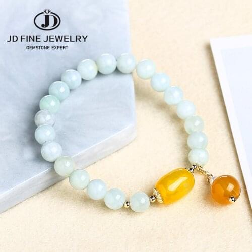 JD Natural Jade Emerald Agate Beads Bracelet Agate Bangle Charm Jewelry Yoga Water Drop Round Ball Pendant Bracelet Woman