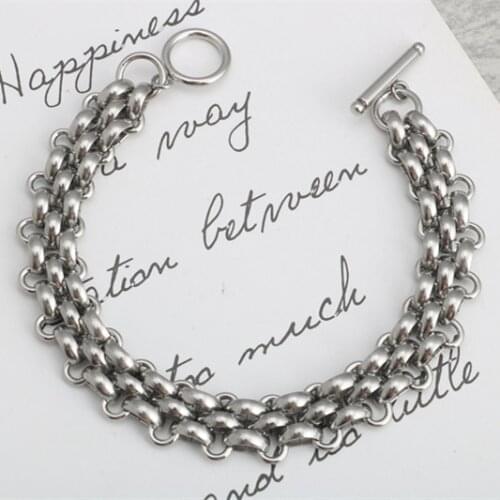 Fashion stainless steel OT buckle watch chain punk handmade men and women titanium steel word buckle bracelet hot sale