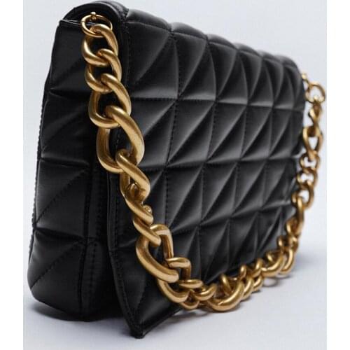 Branded Womens Shoulder Bags 2021 Metal Thick Chain Diamond Quilted Shoulder Purse Luxury Handbag Women Clutches Bags Lady Tote