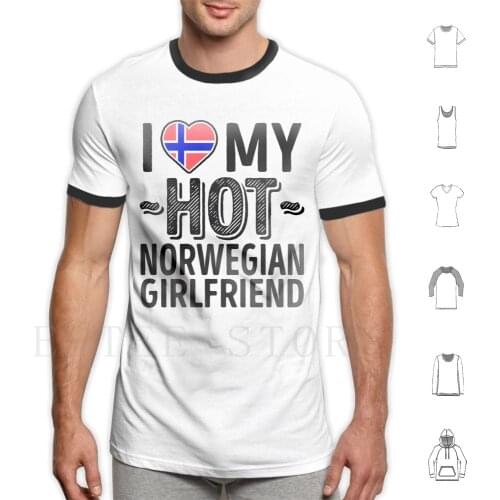 I Love My Hot Norwegian Girlfriend-Cute Norway Couples Romantic Love & Stickers T Shirt Print Cotton Norway Norway