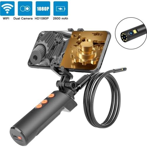 Dual Lens Endoscope Camera Wifi 8mm Endoscopy Camera HD 1080P Drain Pipe Inspection Camera Borescope F280 for IOS/Android Phone