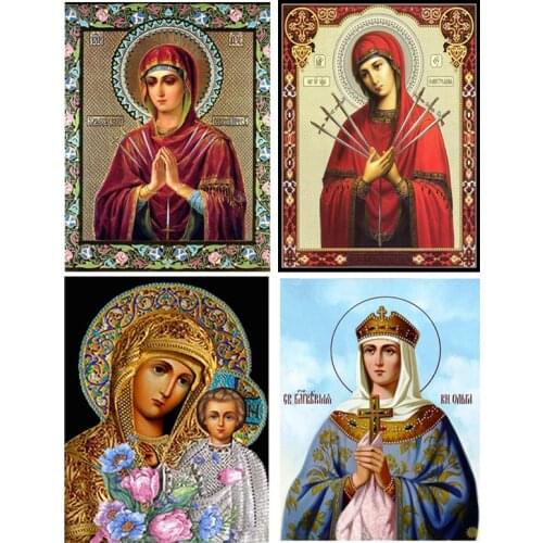 Full Square round Diamond Painting Maria diamond Picture of Rhinestones Diamond Embroidery full display Mosaic religion icon art