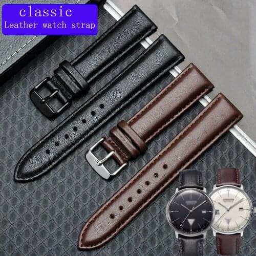 Classic leather watch strap mens for Junghans LORSSON THORE 20mm zeppelin black Brown Classic crocodile pattern without pattern