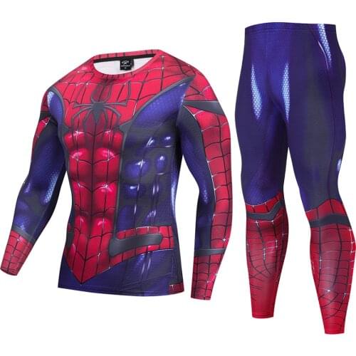 New compression mens sports suit quick-drying running suit 3D printed suit high-quality jogging training fitness sportswear