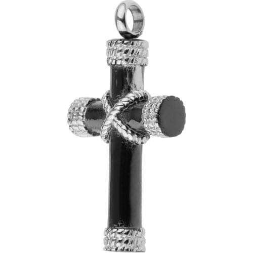 Cremation Jewelry Crucifix Cross Pendant Ash Urn Necklace Memorial Keepsake Stainless Steel Charms