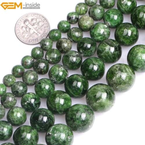 7-14mm AA Grade Natural Green Diopside Stone Gemstone Semi Precious Round Beads for Jewelry Making DIY Valentine Gift