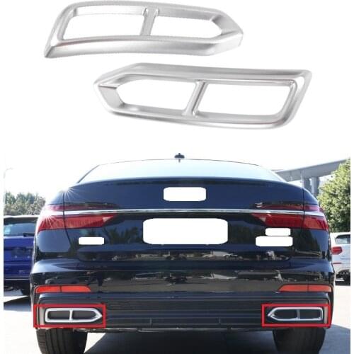 Lofty Richy For Audi A6 16-18 Car Styling Trunk Tail Throat Decor decoration Frame Exhaust Pipe Trim Covers Stickers Accessories