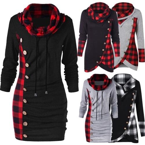 2020 New Hot Fashion Women Winter Long Sleeve Turtle Neck Jumper Hoodies Sweatshirt Plaid Autumn Casual Top Outwear топы женские