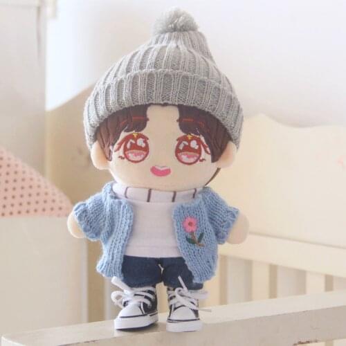 20cm Blue Flower Modelling Overcoat Doll Baby Clothes Cute Suit Plush Toy Accessories Birthday Present Dolly Doll Baby Clothes