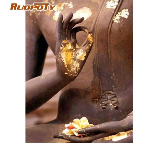 RUOPOTY Painting By Numbers Kits For Adults Buddha Statue Figure Oil Paints Kits Modern Home Living Room Wall Artcraft Decors