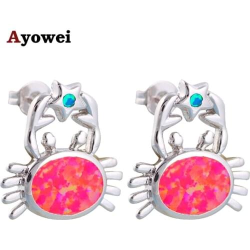 Lovely design Supper spplier Wholesale & Retail Red Fire Opal Silver Stamped Stud Earrings Fashion Jewelry Opal Jewelry OE307A