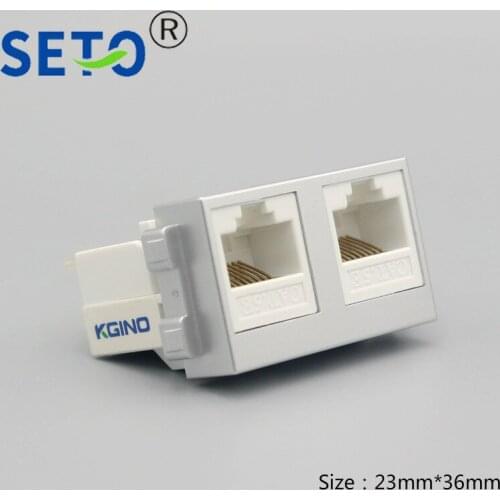 SeTo 128 Type silvery color Double RJ45 Cat5e Network Module Network Keystone For Wall Plate Socket