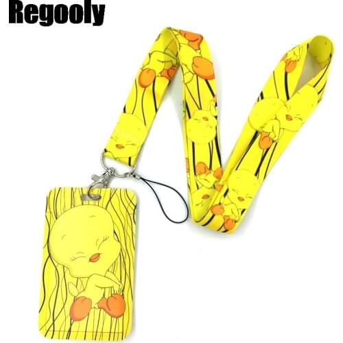 Cartoon Duck Yellow Art Cartoon Anime Fashion Lanyards Bus ID Name Work Card Holder Accessories Decorations Kids Gifts