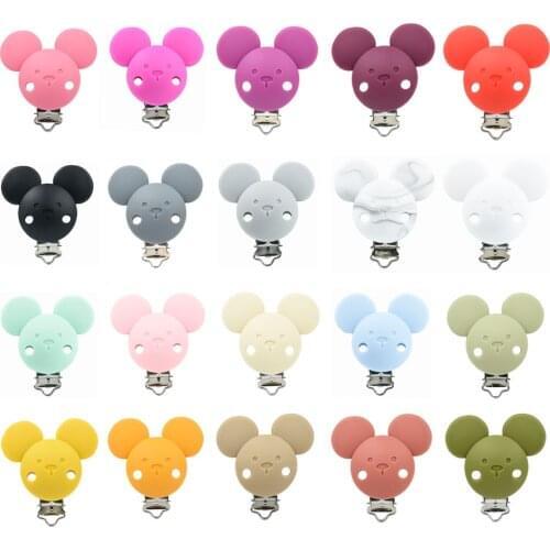3PCS Baby Pacifer Clips Mouse Shape Perle Silicone Teether Clip DIY Baby Dummy Chain Nipple Holder Soother Nursing Teething Toys
