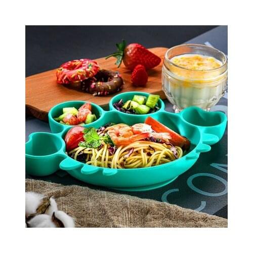 Free Solid Silicon Baby Suction Plate Fashionable Feeding Accessorie Newborn Learning Plate Set Crab Assiette Enfant