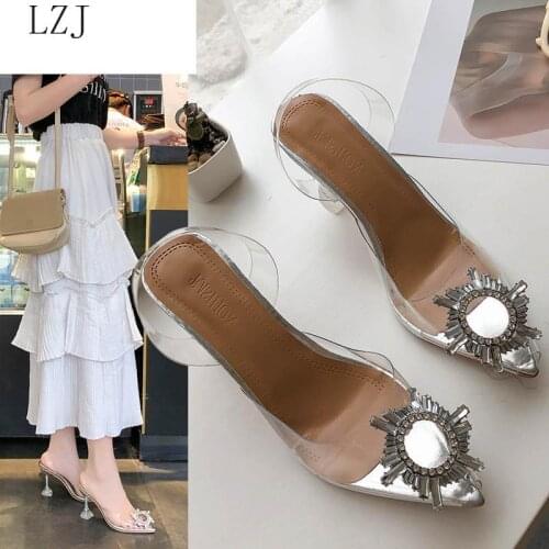 HOT 2019 Luxury Women Pumps Transparent High Heels Sexy Pointed Toe Slip-on Wedding Party Brand Fashion Shoes For Lady PVC