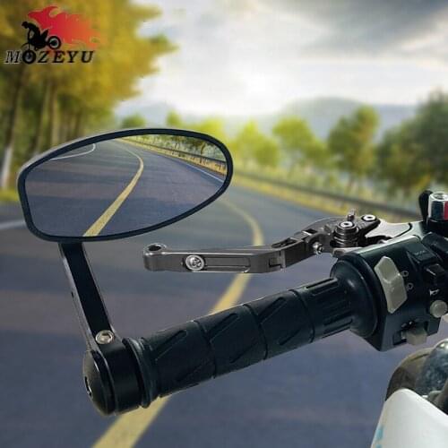 Universal 2pcs 7/8" 22mm Motorcycle Mirrors Bar End Blue Glass Rear View Motor Handlebar End Mirror Cafe Racer Motorcycle Mirror