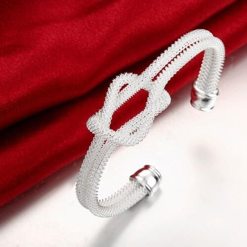 NEW 925 Sterling Silver Interwoven Web Bangle Bracelet For Woman Wedding Engagement Fashion Charm Party Jewelry