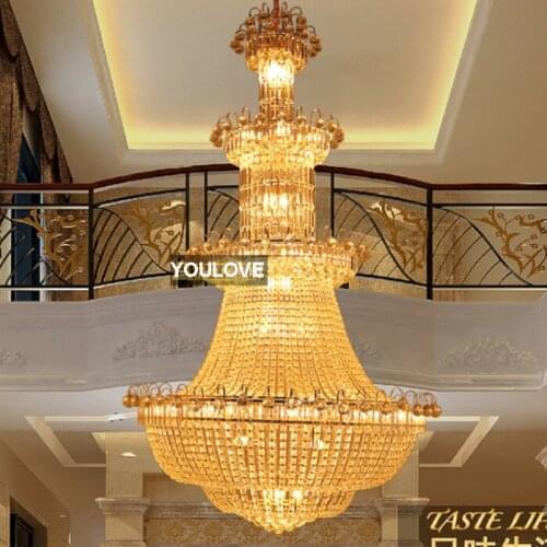 2016 Gold Crystal Chandelier Crystal Chandeliers Light Fixture Home Lighting European Hotel Club Golden Hanging Lights AC90-260V