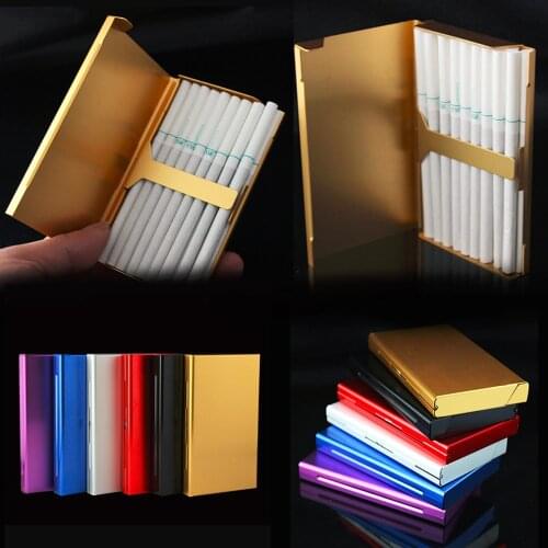 1Pc Portable Pocket Size Women Super Thin Creative Personality Cigarette Box 20 Stickers Ladies Metal Cigarette Gift Box Case