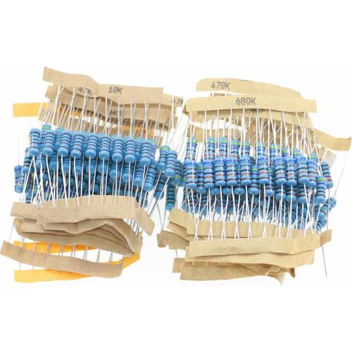 200Pcs/lot 20Value x 10pcs 1W 1% Metal Film Resistor 10 ohm-1M ohm Assortment Kit