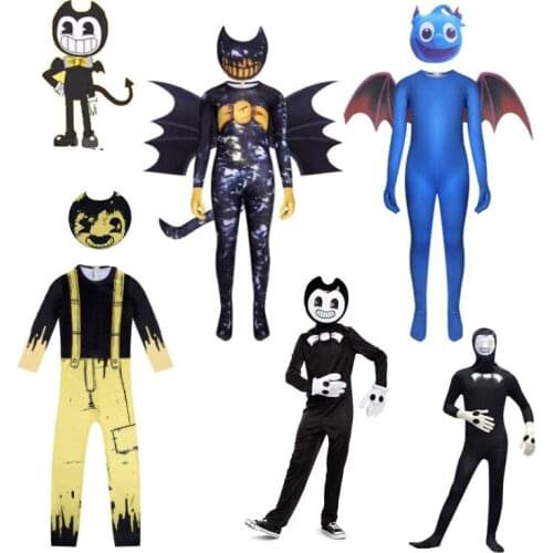 2021 Kids Halloween Costumes Bendy Anime Ink Machines Cosplay Boys Girls Bodysuit+wing Cartoon Disfraces Carnival Party Clothing