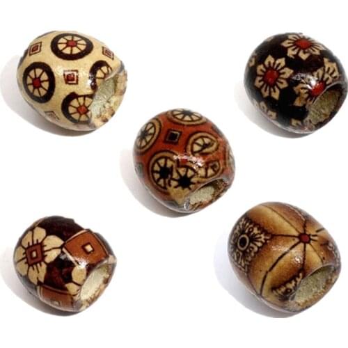 25 Mixed Painted Drum Wood Spacer Beads 17x16mm 7NK206