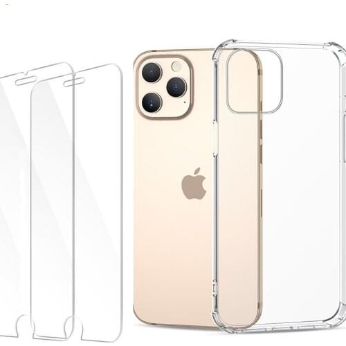 3PCS Tempered Glass for IPhone 4 5 6 6s 7 8 Plus X XsMax XR Transparent Phone Case for IPhone 11 12ProMax Tempered Film