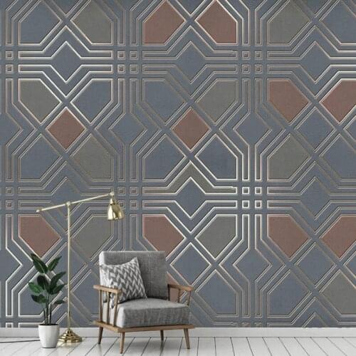 Abstract Retro Wallpaper 3D Geometric Golden Lines Custom Photo Painting Home Improvement Bedroom Art Decor Mural Background