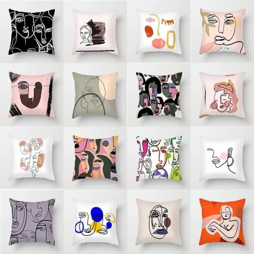 Abstract Painting of Human Face Throw Pillow Case Cushion Covers for Home Sofa Chair Decorative Pillowcases