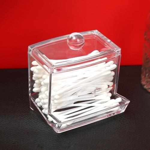 Acrylic Cotton Swabs Storage Holder Box Portable Transparent Makeup Cotton Pad Cosmetic Container Jewelry Organizer Case