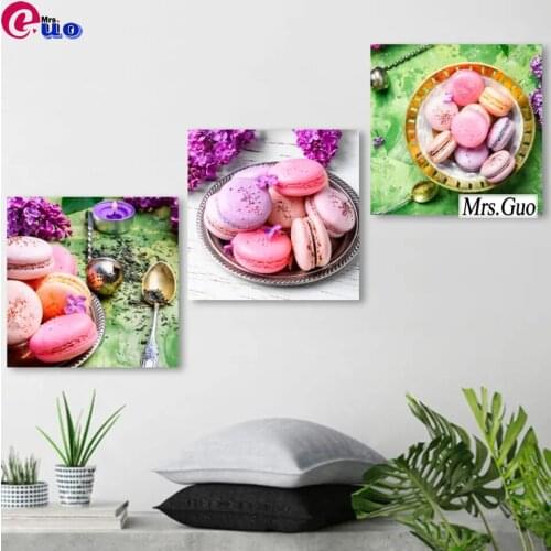 Diamond Embroidery Macaroons Diamond Painting 5d Triptych Food Biscuit Of Rhinestones Gift Handmade Home Decor Cross Stitch Kits