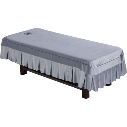 High Quality Dutch Velvet Cosmetic Salon Bed Sheets Beauty Salon SPA Massage Treatment Bed Table Sheets Full Cover with Skirt