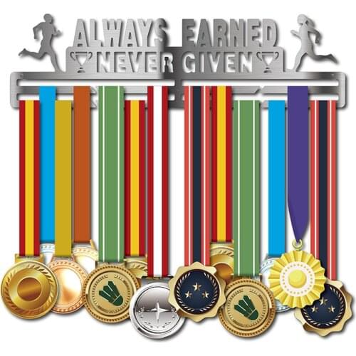 DDJOPH medal holder Sport medal hanger for runners Always earned never given medal hanger